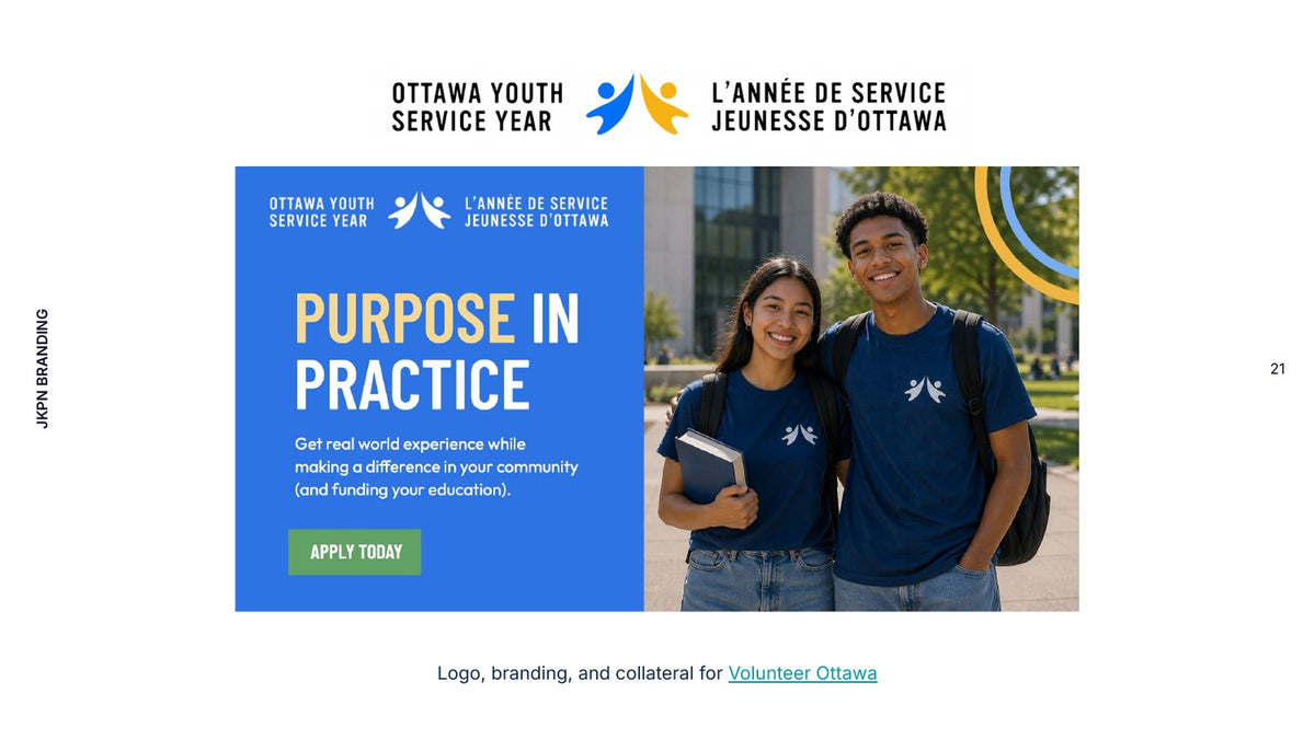 Volunteer Ottawa visual identity and branded materials by Jackpine.