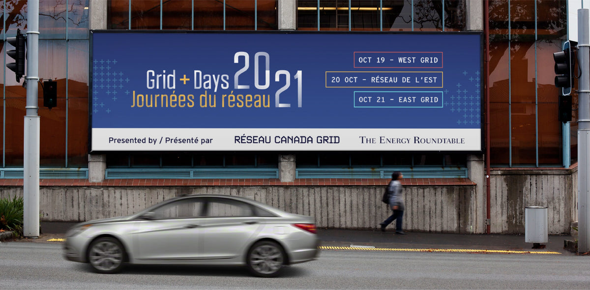 Grid + Days event communications by Jackpine, shown in a billboard mockup.