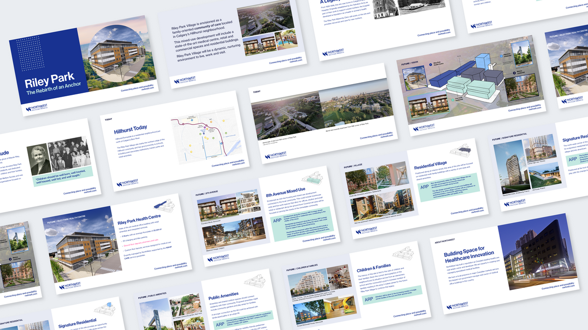 Riley Park project presentation materials by Jackpine, including site plans, architecture and property information.